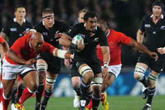 Opening match in Rugby World Cup 2011 between the favorite All Blacks (New Zealand's national team) and Tonga's national team