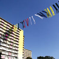 Houses and sky, the whole town became one big canvas