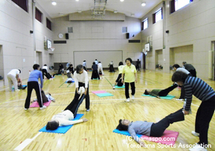 旭区さわやかスポーツ教室取材風景