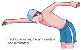 Tachipuru rolling the arms widely and alternately