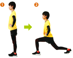 股関節を大きく前後に動かす運動