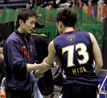 Mr. Tamaki attends the games and treats injured players.