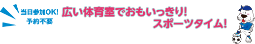 当日参加OK! 予約不要
広い体育室でおもいっきり! スポーツタイム!