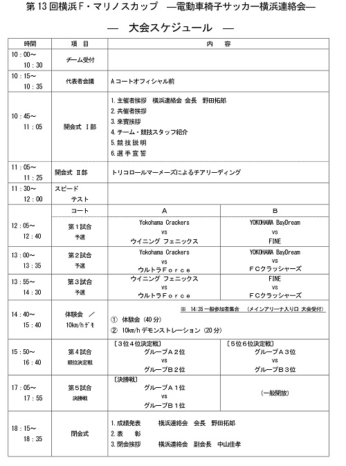 第13回マリノスカップ_スケジュール